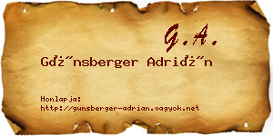 Günsberger Adrián névjegykártya